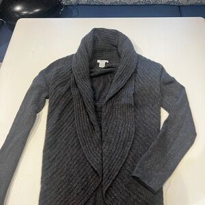 Gabriella Rossi Gray Ribbed shall color cashmere Cardigan Sweater